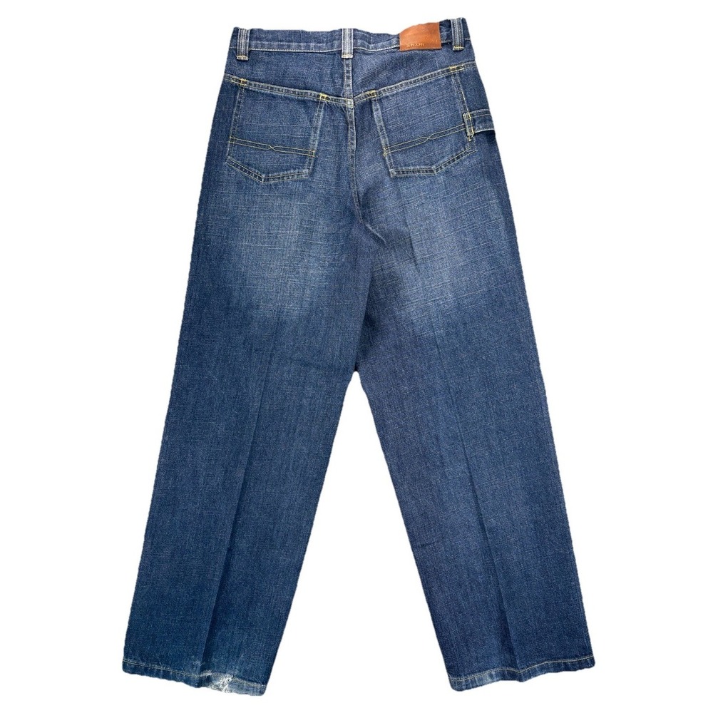 VTG Y2K Sean John Baggy Jeans Script Dark Wash Indigo Unisex Youth 16 Fits 28x30 - Picture 6 of 14